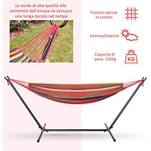 Outsunny Amaca da Giardino Autoportante con Struttura in Acciaio e Cotone Multicolor, Custodia Inclusa