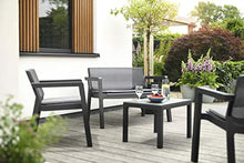 Keter Emily Lounge Set, Mobili da Giardino Superficie Liscia con Divano 2 Posti 2 Sedie e Tavolino, Grafite