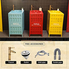 YRRA Autoportante Mobile Lavabo Bagno, Stile Industriale Mobile Bagno con Lavabo, con Lavello e Rubinetto Combinato 17,7 x 33,4 Pollici,Rosso