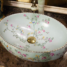 Jgophu - Lavabo da appoggio in ceramica a forma di piccolo fiore ovale e uccello