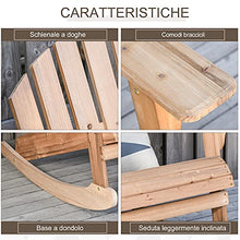 Outsunny Sedia Adirondack in Legno, Sedia a Dondolo per Giardino ed Esterni Impermeabile, 77x94x97cm Teak