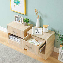 Flyelf Set di 2 Comodino Camera da Letto con Cassetto e Scompartimento,Tavolino (B_Legna)