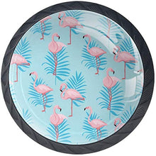 Modello tropicale delle foglie blu del fenicottero Pomelli per Porta Set di 4 Pomelli per Mobili Manopole per Cassetti Cucina Armadio Vetro