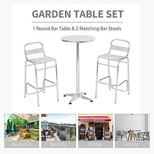 giordano shop Set Tavolino Alto e 2 Sgabelli da Giardino in Alluminio e Acciaio