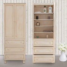 Shop Chic Colonna Bagno armadietto Avorio decapè con Ante e cassetti multiripiano