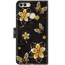 URFEDA Compatibile con Huawei Enjoy 7S Custodia Pelle Cover Retro Flip Case Colorato Cover Portafoglio Magnetica Libro Cuore Custodia Libretto Antiurto Cover Supporto Stand Wallet Case Farfalla