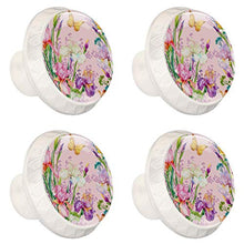 Maniglie per cassetti Manopole per cassetti Manopole rotonde Confezione da 4 per armadietto, cassetti, cassettiere, cassettiere ecc. Iris Fiori Farfalla Gialla