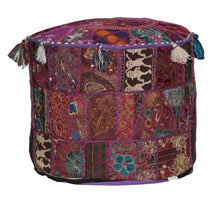 Rajasthali Indiano ottomano Impreziosito Vintage con Ricamo e Patchwork Poggiapiedi Piano Cuscino, 46 x 33 cm