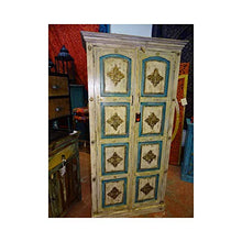 int. d'ailleurs - Ampio Armadio Bianco e Turchese Decorato con Ottone 100x183 cm - PAL439