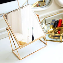 MMWYC Specchio for Il Trucco Desktop/Stile Nordico Specchio Principessa/Semplificato HD Studente Quadrato Specchio unilaterale HD/Specchio for medicazione di bellezza-Oro-17x10x23,5 cm