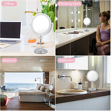 SWAWIS Specchio Ingranditore 7X, Specchio Trucco con Luci LED, Specchio da Tavolo Rotazione a 360°, Regolabile in Altezza, per Bagno e Viaggio