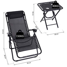 Outsunny Set Arredo da Giardino 2 Sedie a Sdraio e Tavolino Regolabili Pieghevoli Tessuto do Textilene Nero