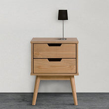 VS Venta-stock Comodino Bali con 2 cassetti, Realizzato in Pino Massiccio, Guide in Metallo, 40 x 40 x 52 cm