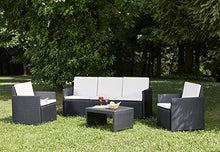 Dmora Salottino con 2 poltrone 1 Divano ed 1 tavolino, con Cuscini, Made in Italy, Color Antracite