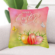 Fodere per cuscini pasquali Set di 4, 45 x 45 cm, Federe per cuscini con decorazioni pasquali di benvenuto Fodere per cuscini in lino di cotone per divano di casa Decorazioni per auto da ufficio