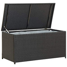 FAMIROSA Baule da Giardino in Polyrattan 116x60x60 cm Nero