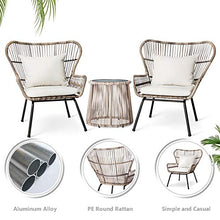 Aimir Set di Mobili da Giardino per Esterni, Divano Modulare in Rattan Manuale 3 Pezzi E Tavolino da caffè Dispositivo di Conversazione per Balcone Kit per Mobili da Giardino per La Casa