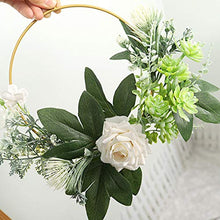 Ghirlanda a cerchio con rose in oro floreale da appendere finte rose bianche, fiore artificiale con cornice rotonda per matrimoni, casa e cucina
