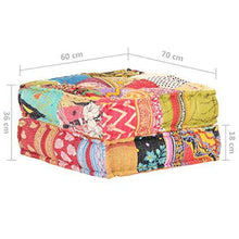 Tidyard Pouf Poggiapiedi Cuscini Ottomano Quadrato Patchwork in Tessuto 60x70x36 cm - Arredi Casa