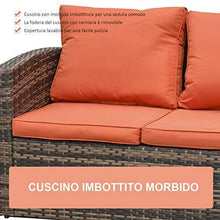 Outsunny Set Mobili da Giardino 6 Pezzi in Rattan con Tavolini, Divani e Poltrone Imbottiti per 7 Persone, Marrone - Arredi Casa