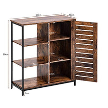 Q-HL Comodino Cabina Armadio da Cucina Armadio per Mobili da Cucina con 3 Ripiani Aperti per Soggiorno Camera da Letto - Vintage Brown + Nero