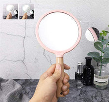 LBWARMB Trucco Specchio con luci 3-Pack tenuto in Mano di Bellezza di Trucco Specchio Rotondo Decorativi di Legno Specchietto con Maniglia Portatile Specchio