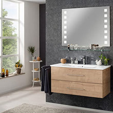 Fackelmann Set di mobili da Bagno Rustico, in Rovere Chiaro, 100 cm e Specchio da Bagno a LED, 3 Pezzi