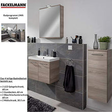 FACKELMANN - Set di mobili da bagno effetto legno, 4 pezzi, con mobiletto sottolavello, 60 cm e armadietto a LED