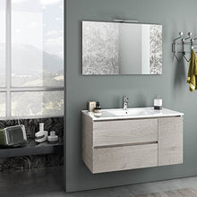 tft Mobile da Bagno Sospeso con Lavabo Specchio e Lampada a LED FEBE Rovere Naturale