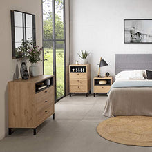 VS Venta-stock Cassettiera Javea 3 cassetti e 1 nicchia, Color Legno e Nero, 80 cm (Larghezza) 40 cm (profonditá) 79,5 cm (Altezza)
