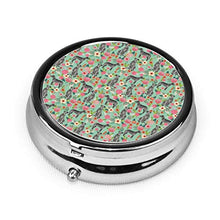 Scatola rotonda per medicina portatile, mini pillole in metallo, dispenser per pillole tascabili, borsa da viaggio, regalo per cani irlandesi Wolfhound floreale razza di cane menta.