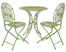 Tavolo da Giardino + 2X Sedia in Ferro mobili da Giardino in Stile Antico Verde