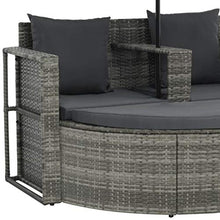 vidaXL Divani Set da Giardino con Parasole in Polyrattan Grigio Salotto Canapè
