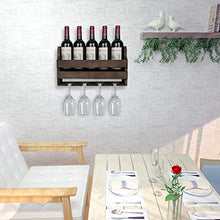 OROPY Portabottiglie a Parete e Supporto in Vetro, Scaffale di Esposizione di stoccaggio del Vino in Legno Rustic, per Arredamento Cucina, Sala da Pranzo, Bar, casa e Cucina, Completamente assemblato