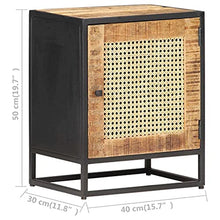 vidaXL Comodino 40x30x50 cm Legno di Mango Grezzo e Canna Naturale