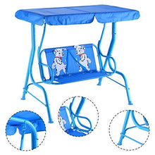 COSTWAY Altalena per Bambini, Altalena Dondolo per Giardino con Tetto Apribile e 2 Posti, Blu