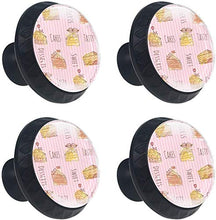 Dolci gustosi disegnati a mano a strisce rosa Pomelli per Porta Set di 4 Pomelli per Mobili Manopole per Cassetti Cucina Armadio Vetro