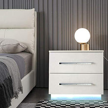 1x comodino da comodino moderno con luci a LED lucide con 2 cassetti bianchi