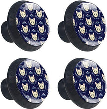 Cat Head Pattern Floral Dark Blue Pomelli per Porta Set di 4 Pomelli per Mobili Manopole per Cassetti Cucina Armadio Vetro