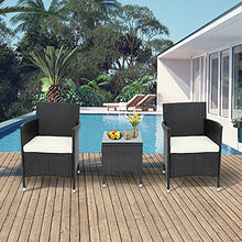 Belissy Set di mobili da giardino in rattan sintetico, poltrone da giardino moderne, mobili da balcone, set da 2 persone, 1 tavolo e 2 poltrone, set per balcone e terrazzo (rattan marrone)