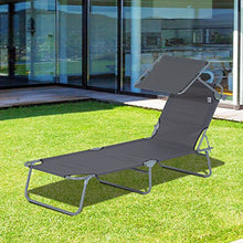 Outsunny Lettino Prendisole da Giardino, Sdraio Pieghevole e Regolabile con Tettuccio in Tessuto Grigio, 187x58x50cm