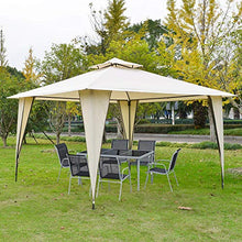 Gazebo da Giardino 3,5x3,5x2,7m in Metallo Doppio Tettuccio Beige