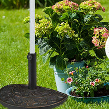 Relaxdays Base per Ombrellone Semicircolare, da Esterno, Appesantito, Giardino & Terrazza, Aste D 38mm, 50x32, Marrone