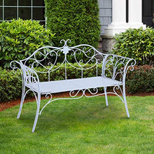miozzi Panchina in Metallo da Giardino Bianco 134x51x89 cm
