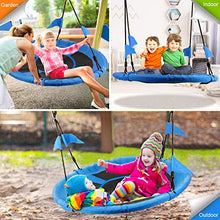 Leogreen Altalena da Giardino Altalena Nido per Bambini e Adulti con Cinghie Sospese Set Diametro da 100cm capacità di carico Massimo 300kg Nero Blu