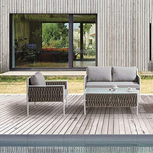 Meubletmoi - Divano basso a 2 posti da giardino in alluminio grigio e textilene intrecciato grigio – Jiji
