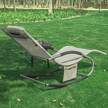 SoBuy OGS28-MI, Poltrona Dondolo, Sdraio Relax, Sedia a Sdraio, con Taschina, Beige