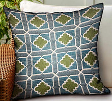 Plutus Shamrock Gem Blue, Green Geometric Luxury Outdoor/Indoor Throw Pillow Double Sided 20" x 20"