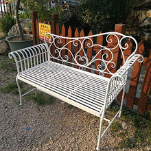 Terrazza panchina da giardino retrò panchina da esterno, Panca in metallo impermeabile e frangisole con schienale e braccioli, Panchina decorativa per parco all'aperto, può ospitare 2-3 persone