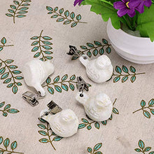 Sumnacon - Set di 4 mollette per tovaglia con uccelli, in ghisa anticata, per giardino, picnic, tavolo, colore: Bianco